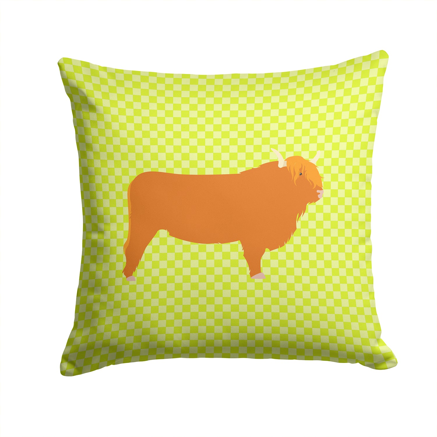 Highland Cow Green Fabric Decorative Pillow BB7646PW1414 - the-store.com