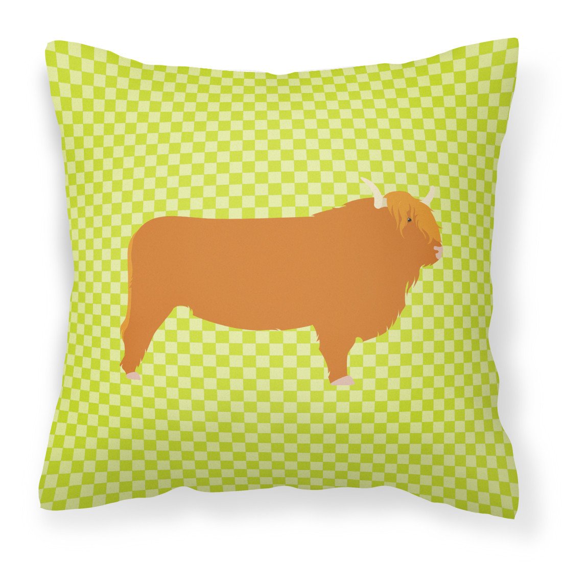 Highland Cow Green Fabric Decorative Pillow BB7646PW1818 by Caroline&#39;s Treasures