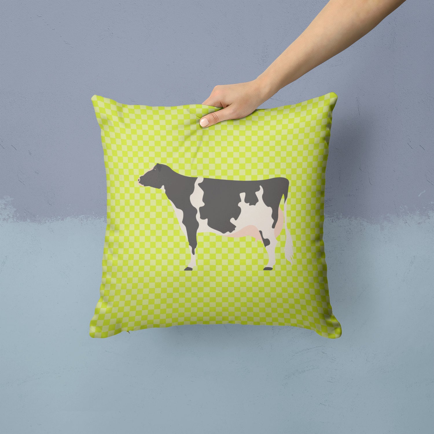 Holstein Cow Green Fabric Decorative Pillow BB7648PW1414 - the-store.com