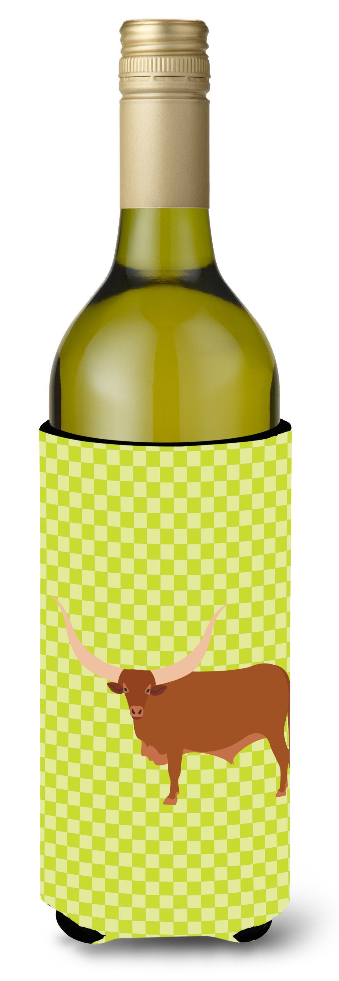 Ankole-Watusu Cow Green Wine Bottle Beverge Insulator Hugger BB7649LITERK by Caroline's Treasures