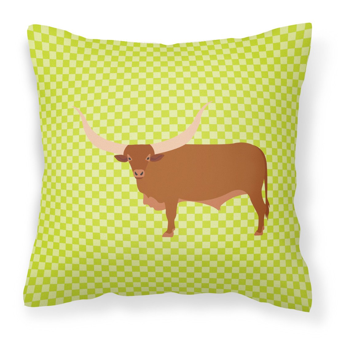 Ankole-Watusu Cow Green Fabric Decorative Pillow BB7649PW1818 by Caroline&#39;s Treasures