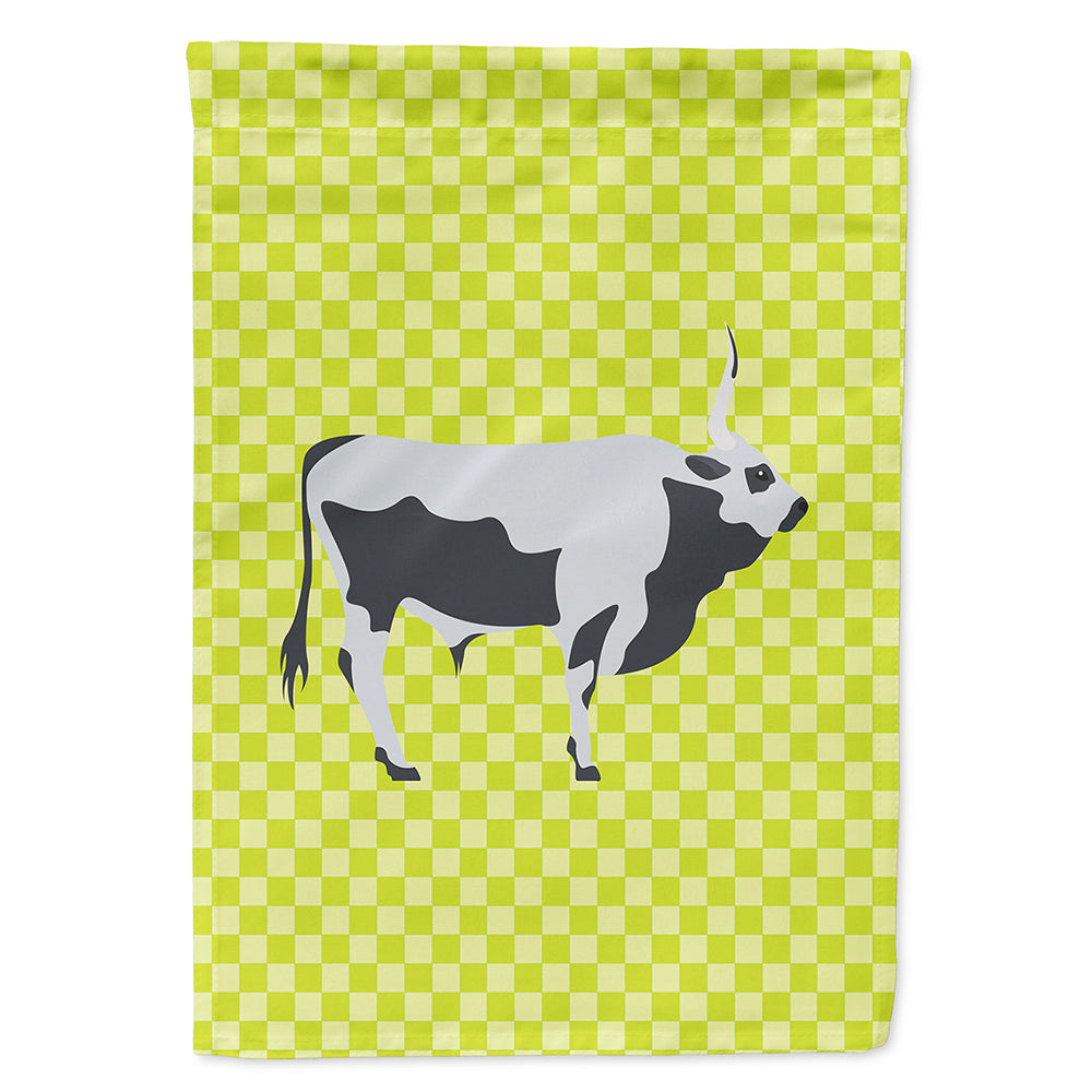 Hungarian Grey Steppe Cow Green Flag Canvas House Size BB7650CHF