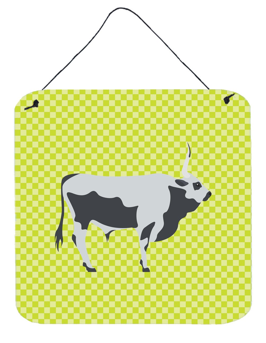 Hungarian Grey Steppe Cow Green Wall or Door Hanging Prints BB7650DS66 by Caroline's Treasures