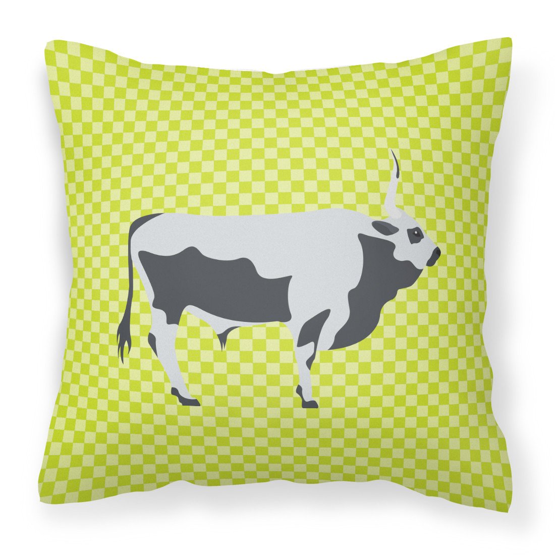 Hungarian Grey Steppe Cow Green Fabric Decorative Pillow BB7650PW1818 by Caroline&#39;s Treasures