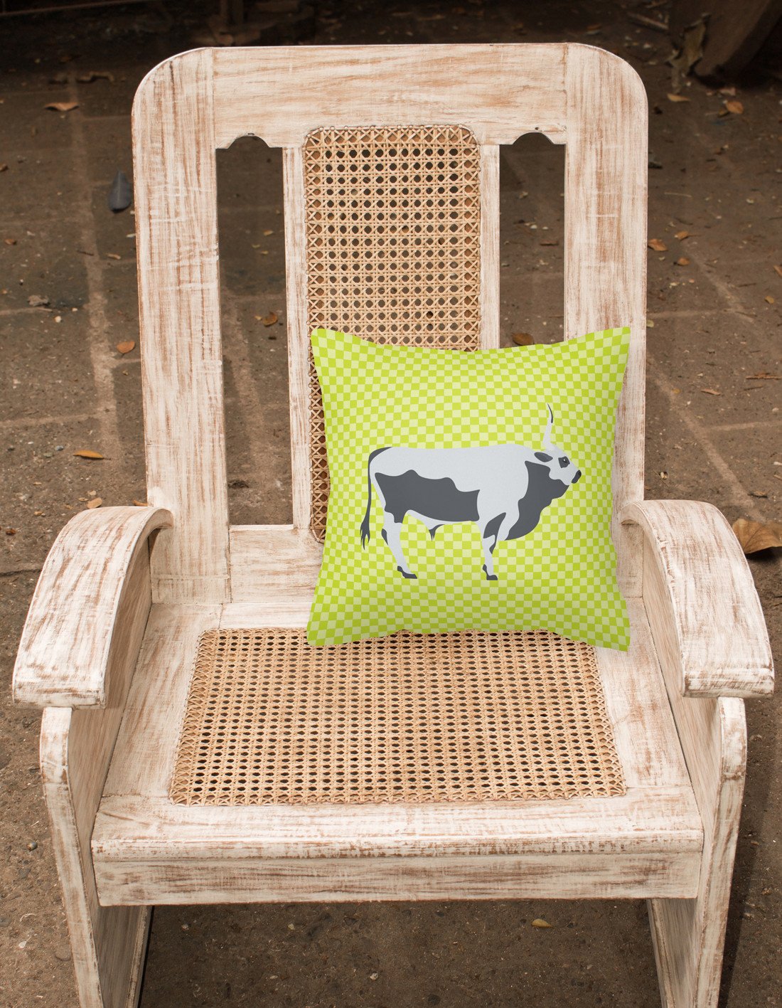 Hungarian Grey Steppe Cow Green Fabric Decorative Pillow BB7650PW1818 by Caroline's Treasures