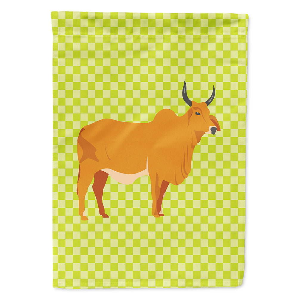 Zebu Indicine Cow Green Flag Canvas House Size BB7651CHF  the-store.com.