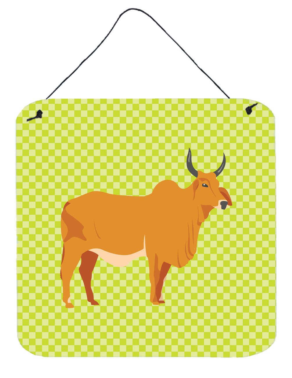 Zebu Indicine Cow Green Wall or Door Hanging Prints BB7651DS66 by Caroline&#39;s Treasures