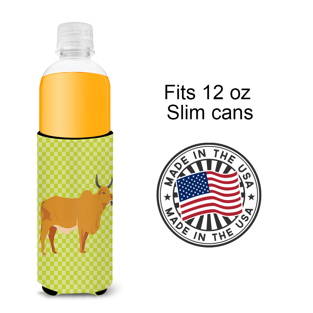 Zebu Indicine Cow Green  Ultra Hugger for slim cans