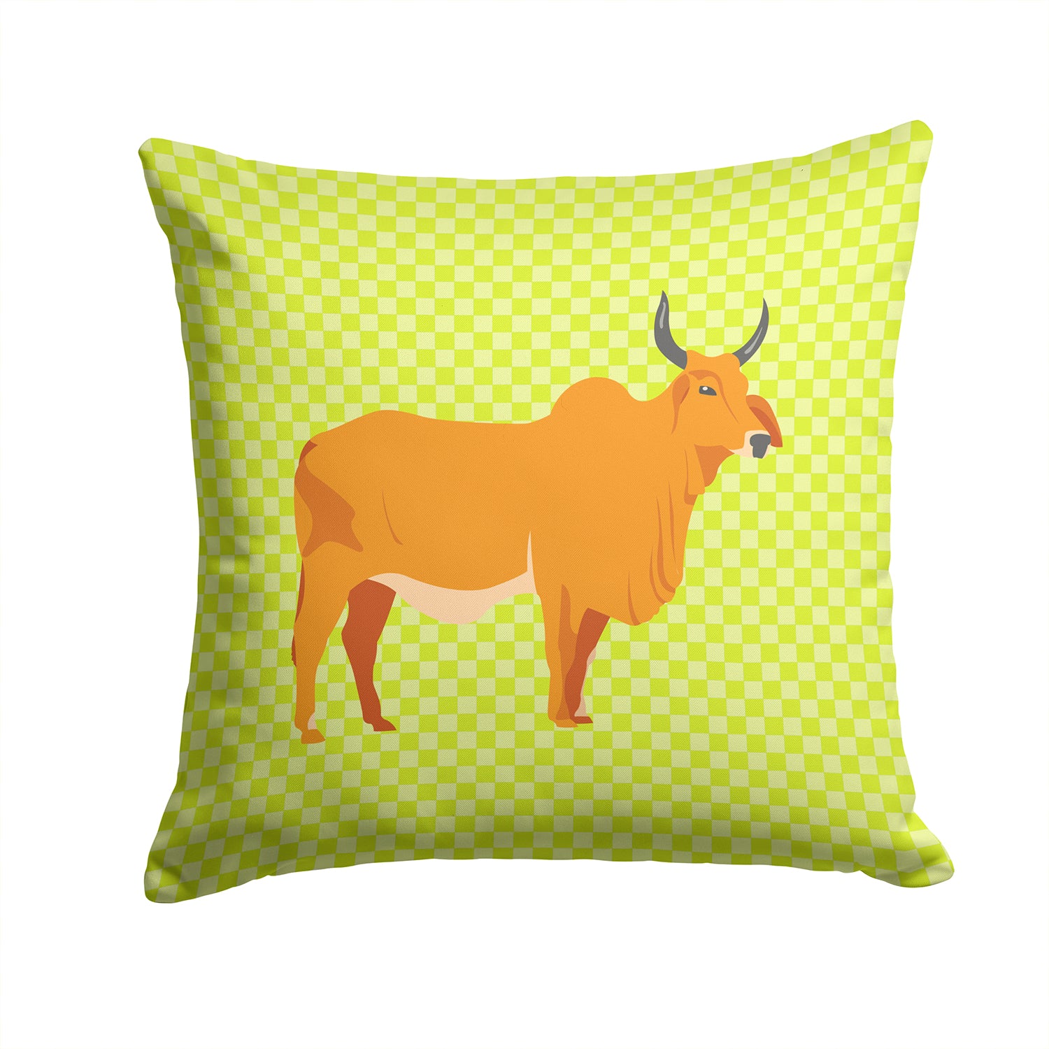Zebu Indicine Cow Green Fabric Decorative Pillow BB7651PW1414 - the-store.com