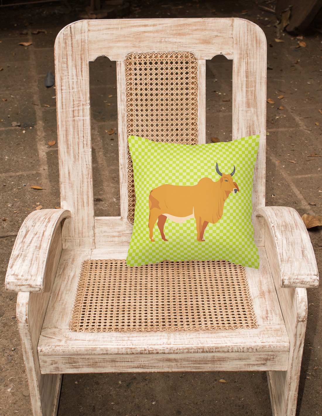 Zebu Indicine Cow Green Fabric Decorative Pillow BB7651PW1818 by Caroline's Treasures