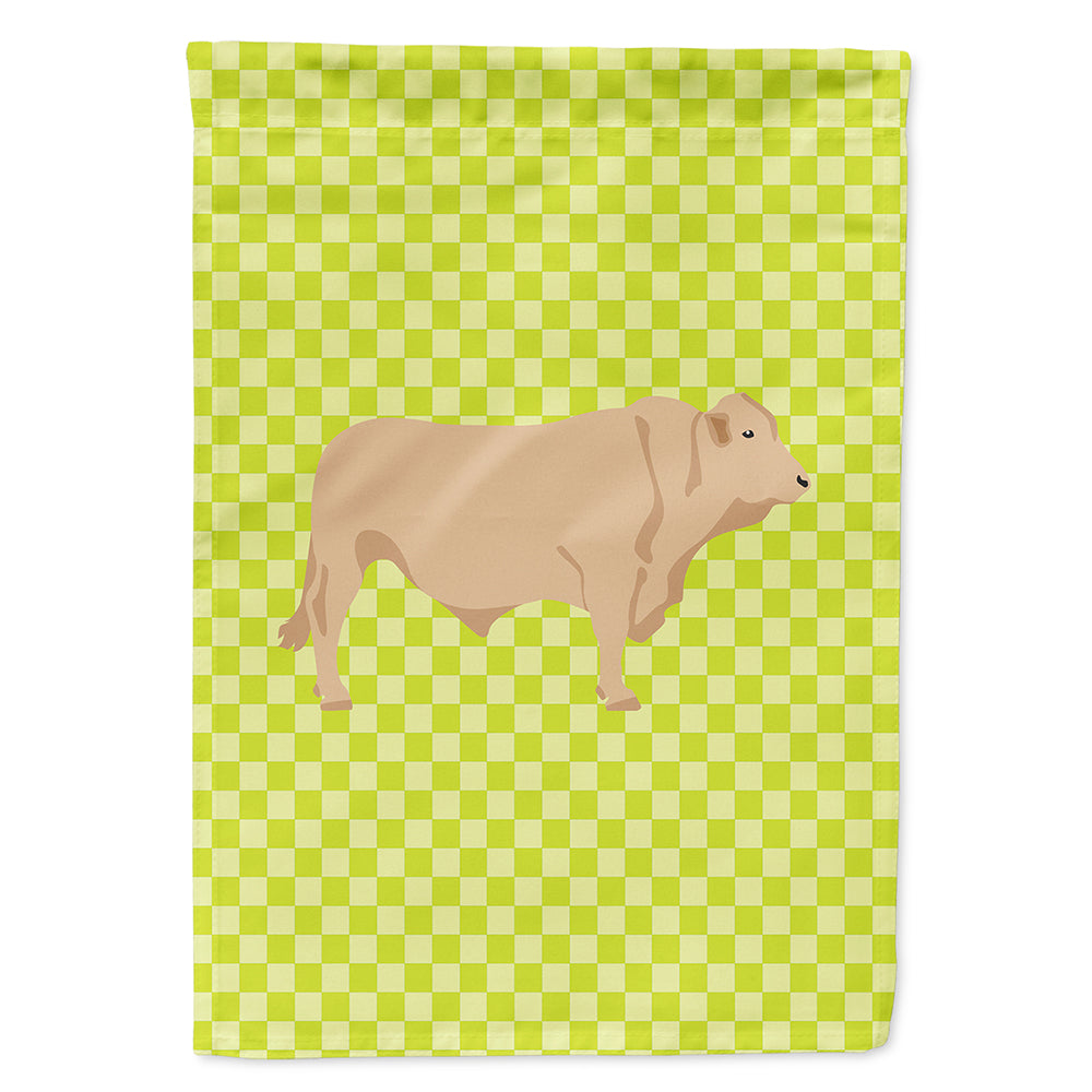Charolais Cow Green Flag Canvas House Size BB7652CHF  the-store.com.