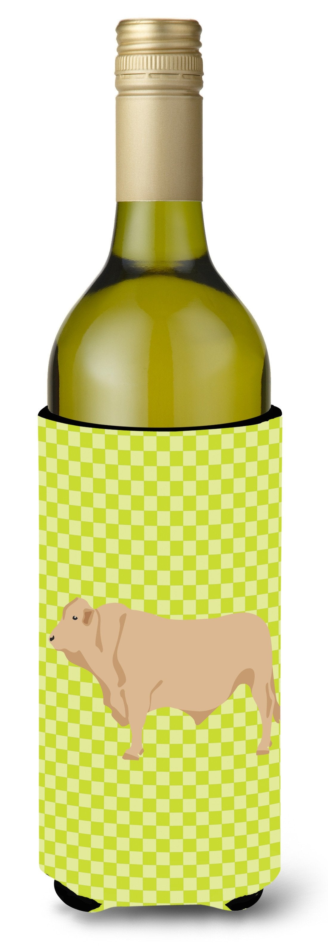 Charolais Cow Green Wine Bottle Beverge Insulator Hugger BB7652LITERK by Caroline&#39;s Treasures