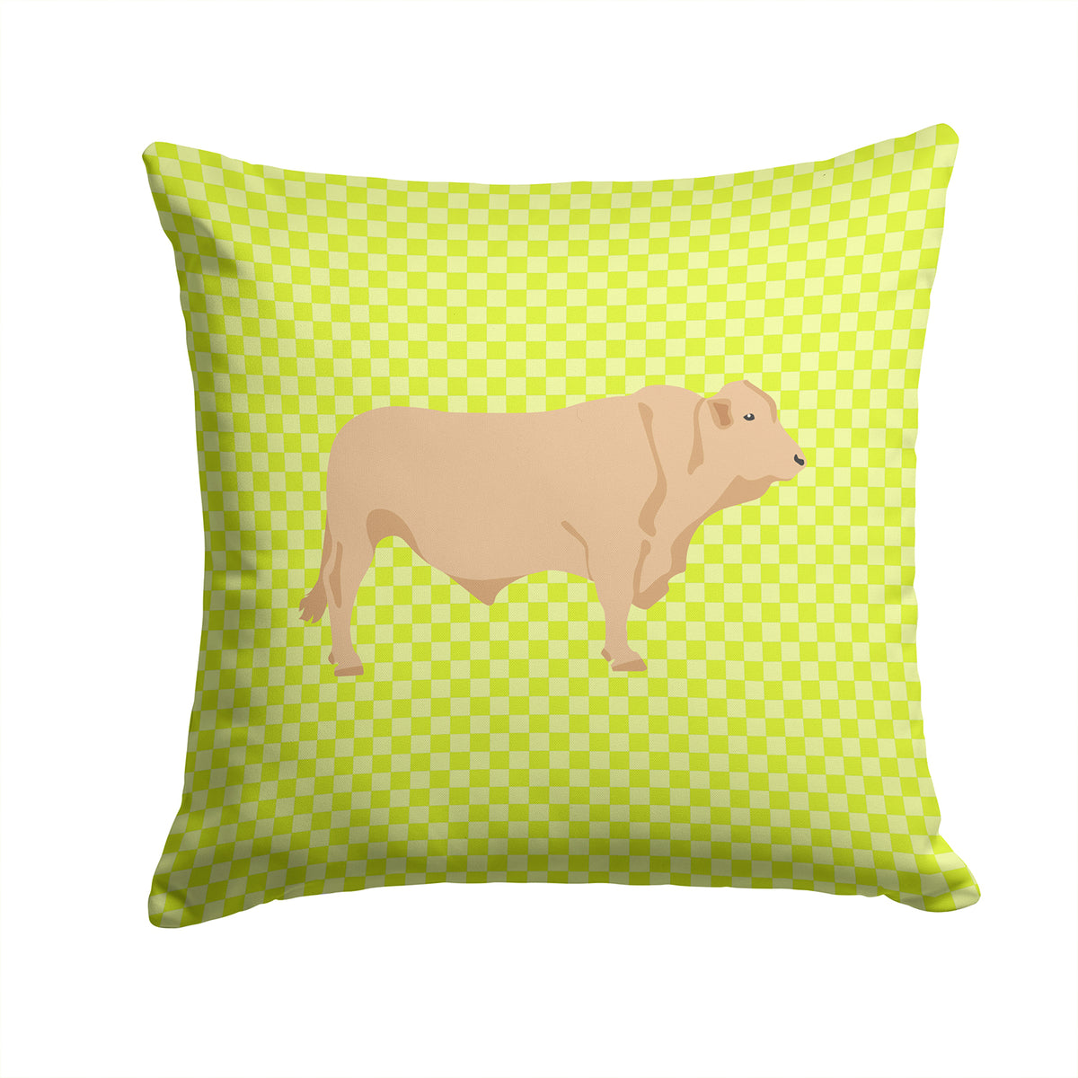 Charolais Cow Green Fabric Decorative Pillow BB7652PW1414 - the-store.com