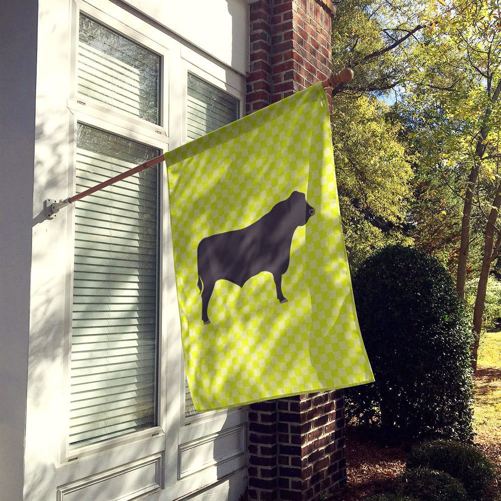 Black Angus Cow Green Flag Canvas House Size BB7654CHF