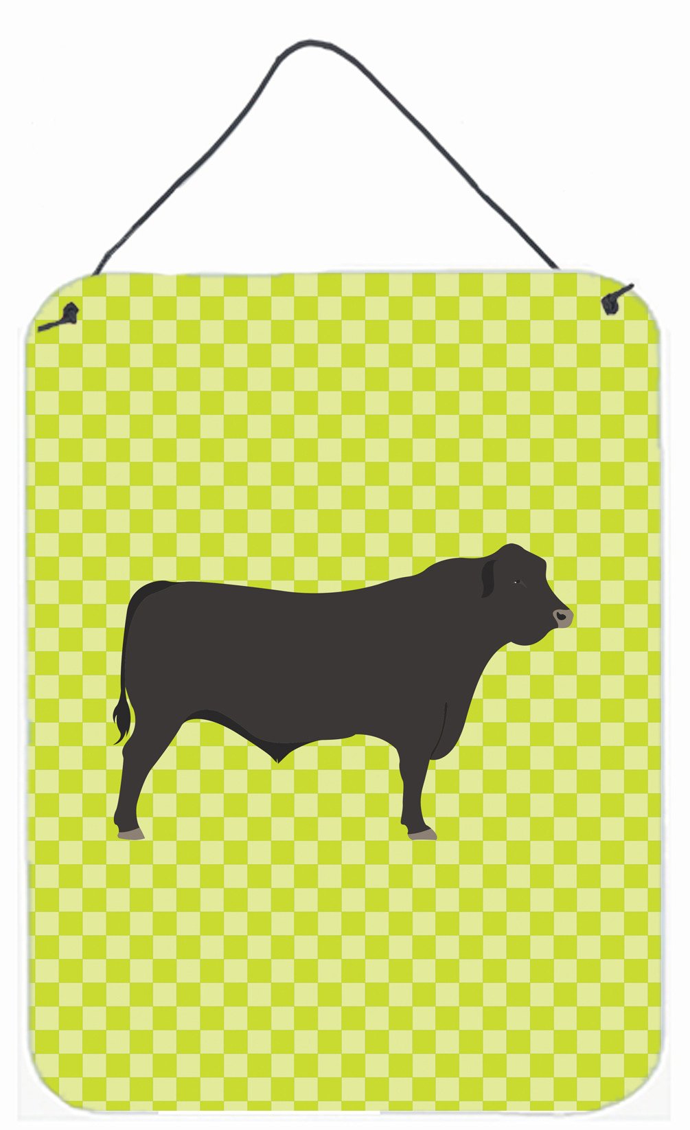 Black Angus Cow Green Wall or Door Hanging Prints BB7654DS1216 by Caroline's Treasures