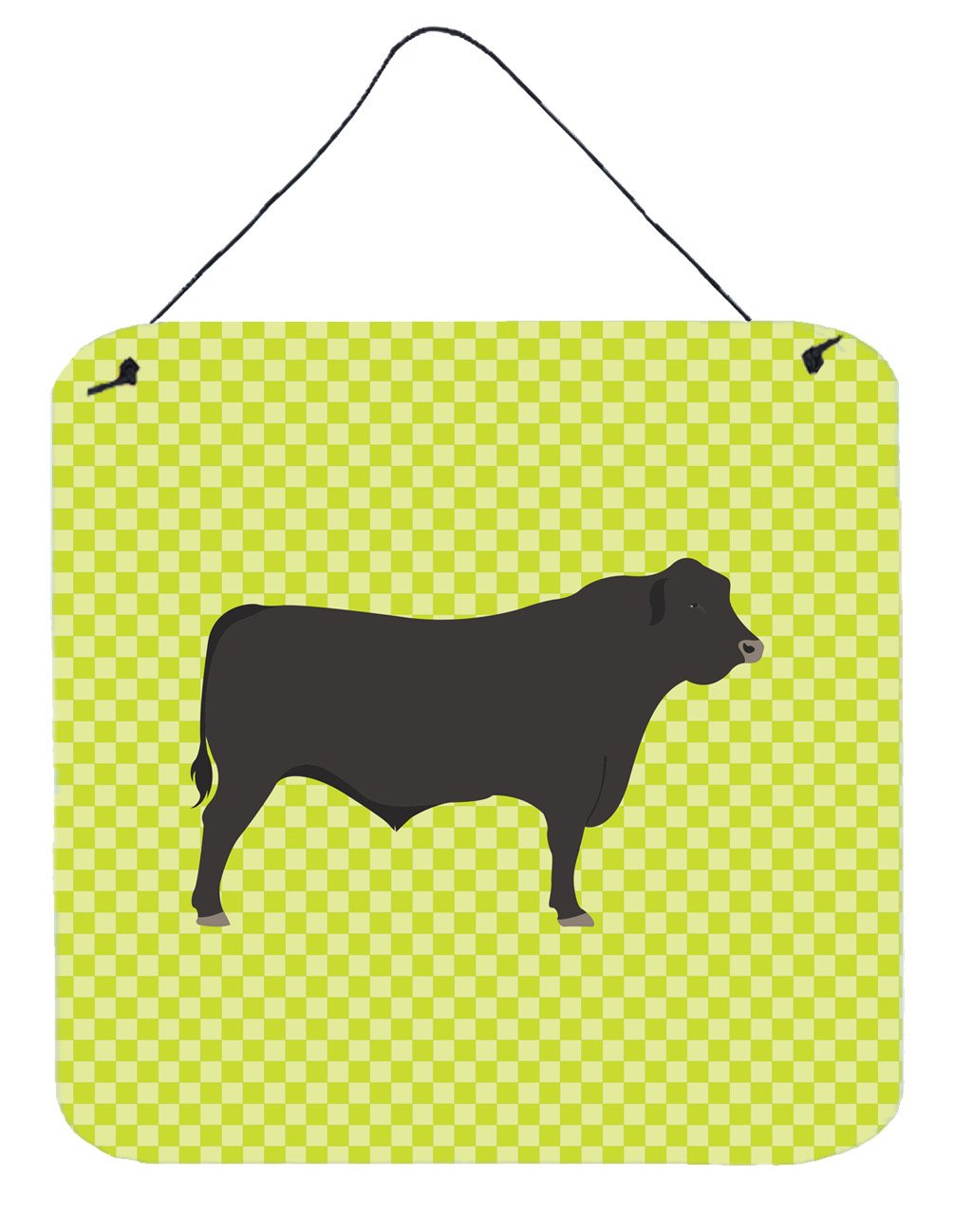 Black Angus Cow Green Wall or Door Hanging Prints BB7654DS66 by Caroline&#39;s Treasures