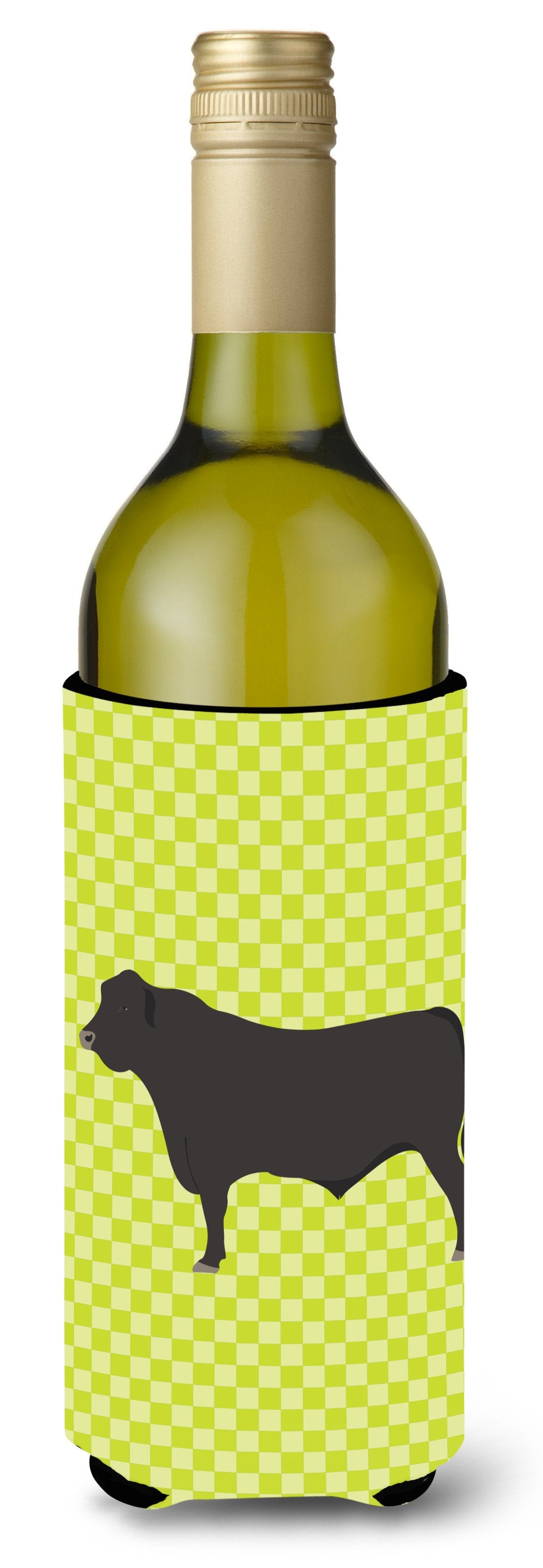 Black Angus Cow Green Wine Bottle Beverge Insulator Hugger BB7654LITERK by Caroline's Treasures