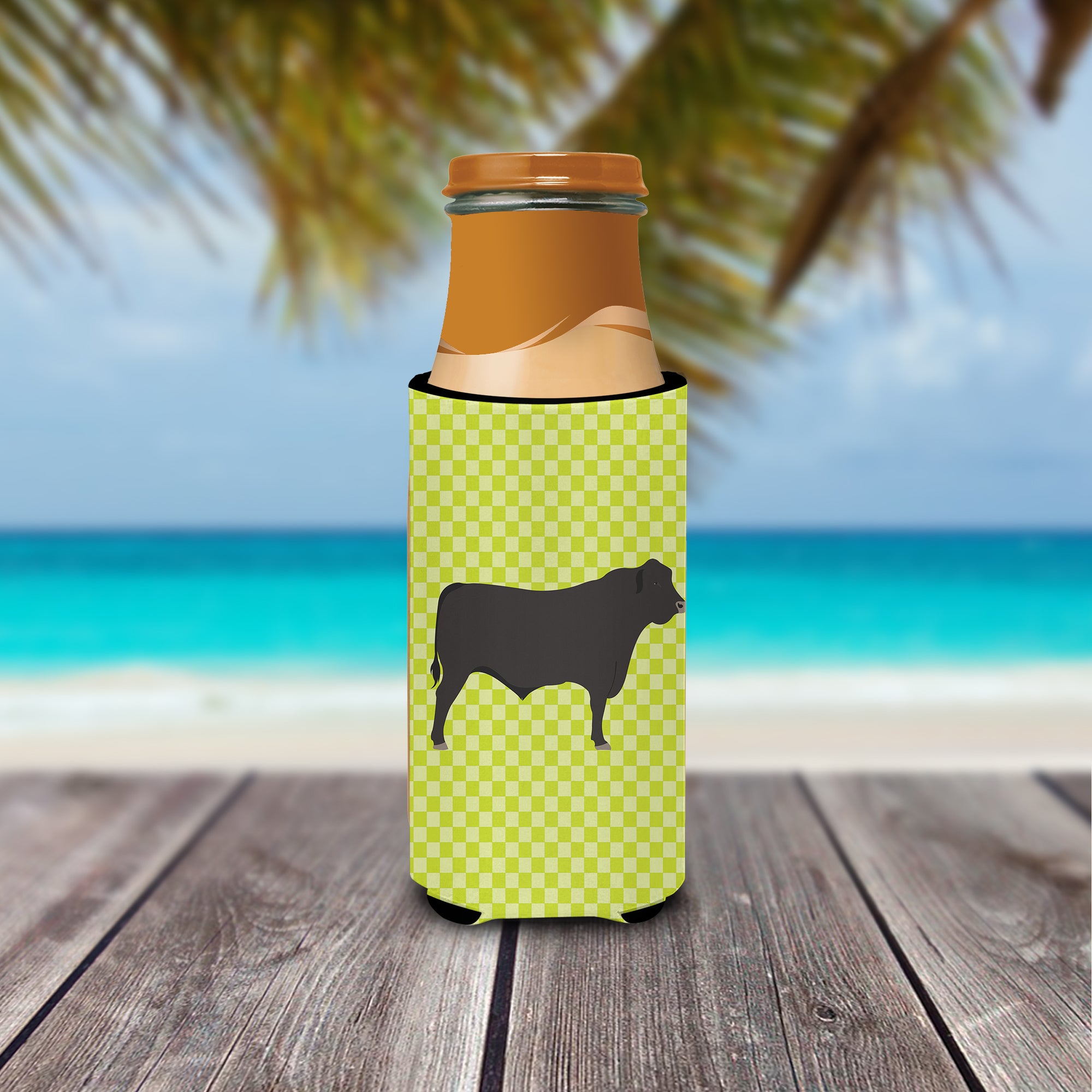 Black Angus Cow Green  Ultra Hugger for slim cans  the-store.com.