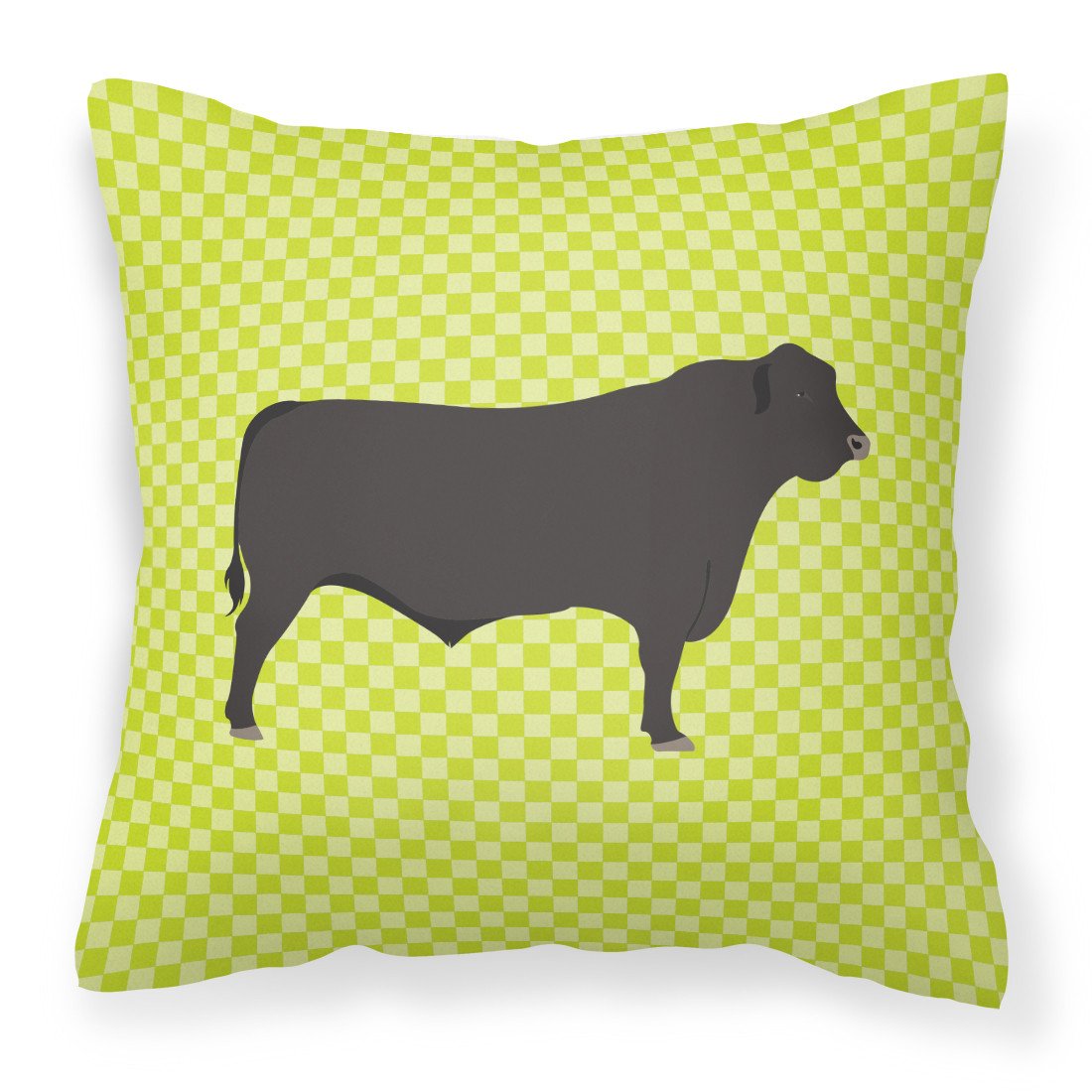 Black Angus Cow Green Fabric Decorative Pillow BB7654PW1818 by Caroline's Treasures