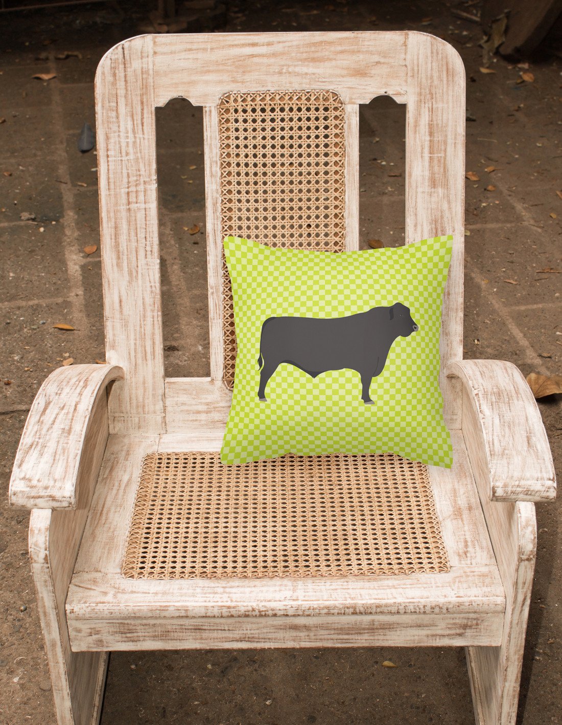 Black Angus Cow Green Fabric Decorative Pillow BB7654PW1818 by Caroline's Treasures