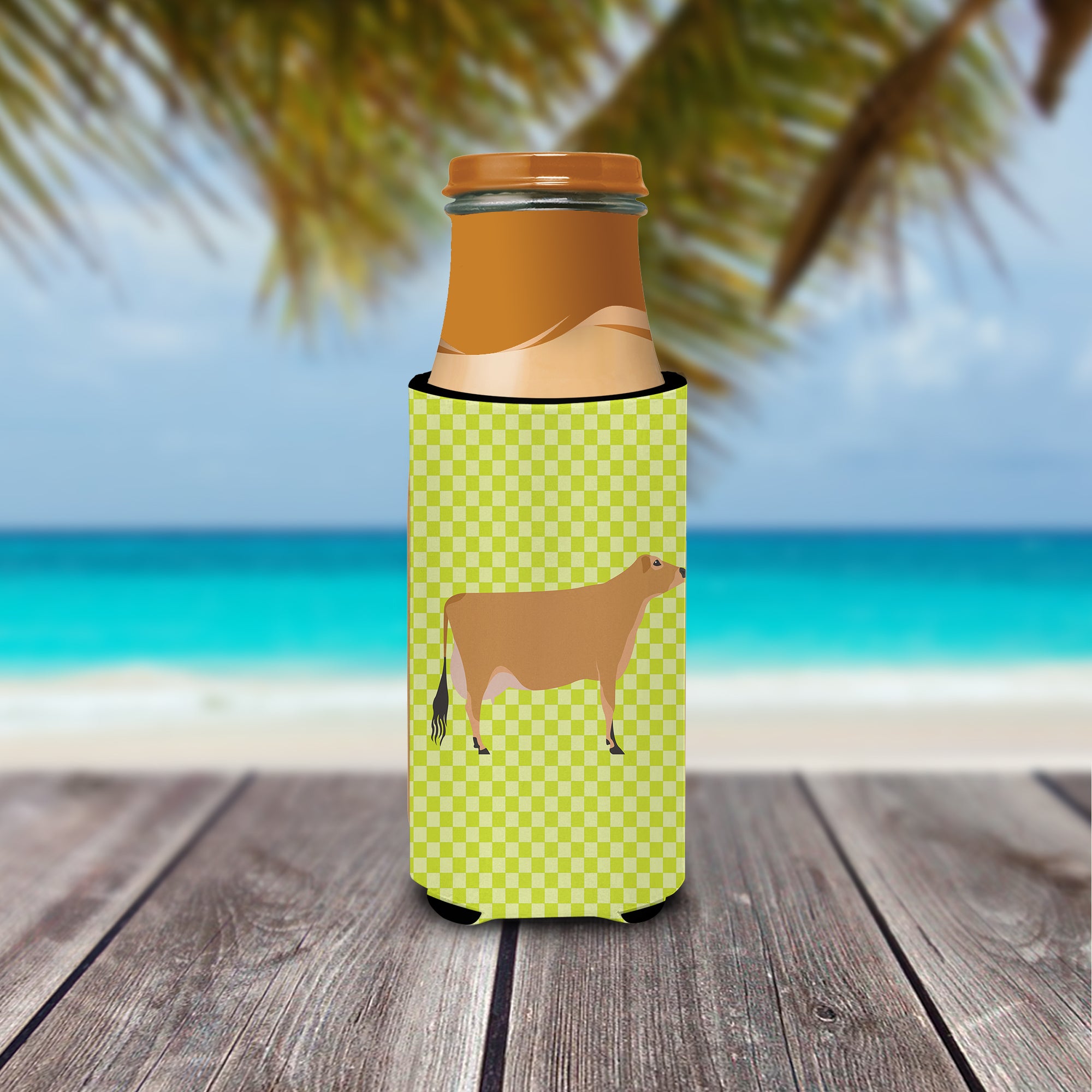 Jersey Cow Green  Ultra Hugger for slim cans