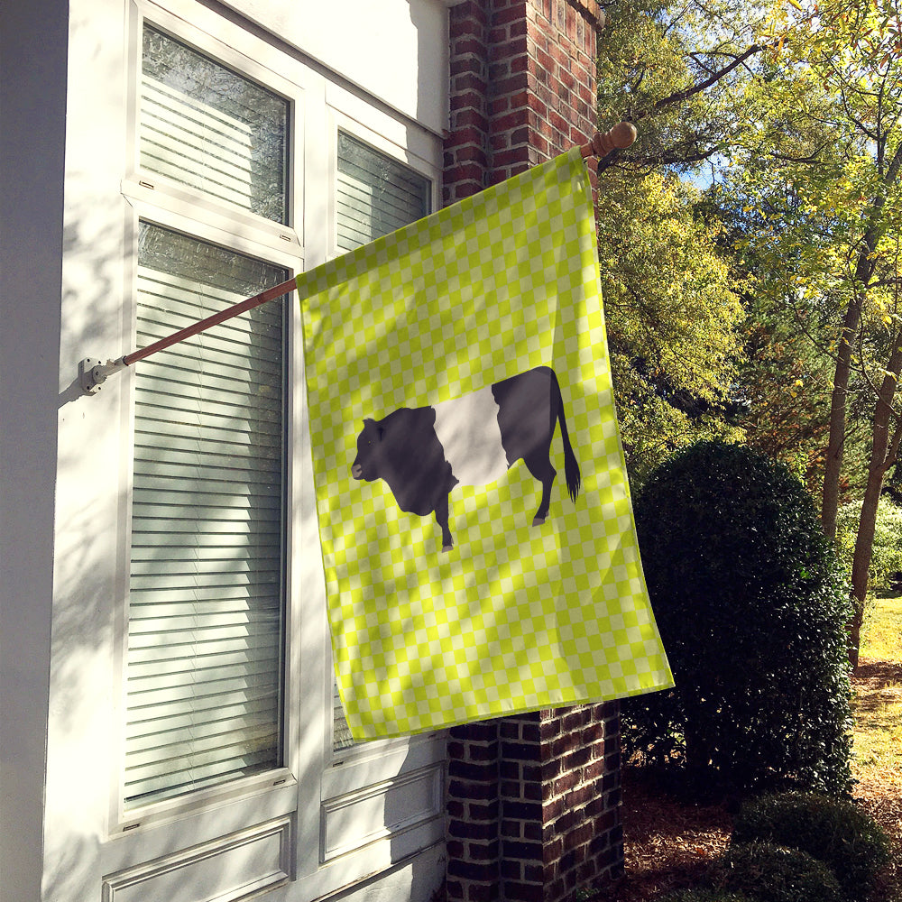 Belted Galloway Cow Green Flag Canvas House Size BB7657CHF  the-store.com.