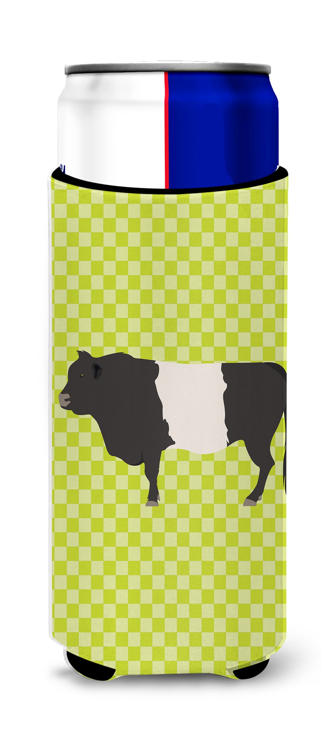 Belted Galloway Cow Green  Ultra Hugger for slim cans