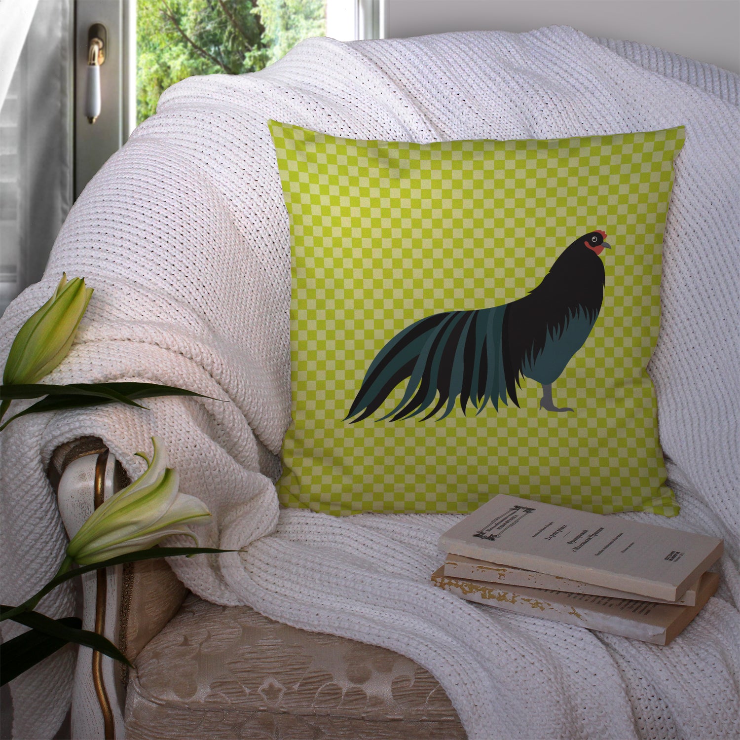 Sumatra Chicken Green Fabric Decorative Pillow BB7659PW1414 - the-store.com