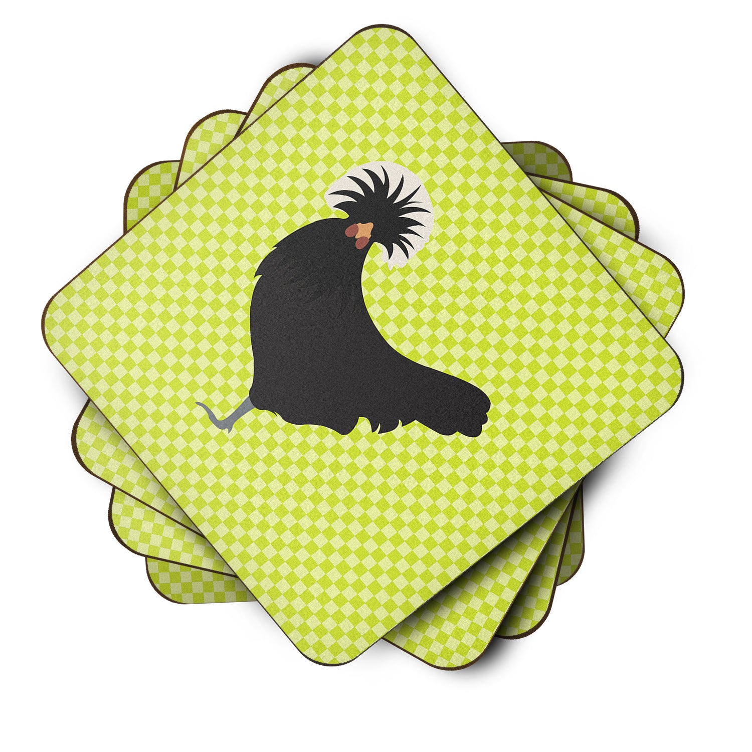 Polish Poland Chicken Green Foam Coaster Set of 4 BB7660FC - the-store.com