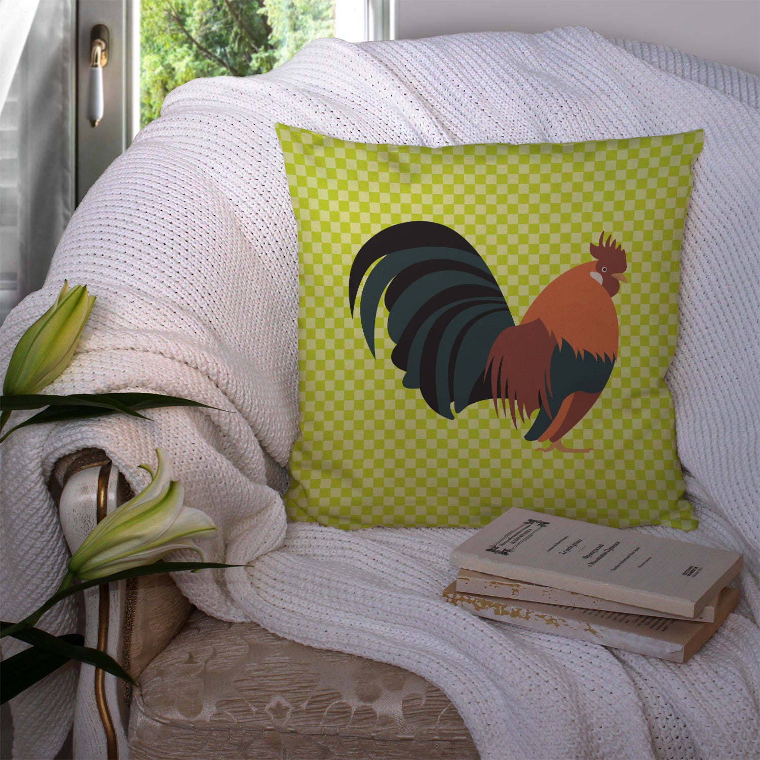 Dutch Bantam Chicken Green Fabric Decorative Pillow BB7662PW1414 - the-store.com
