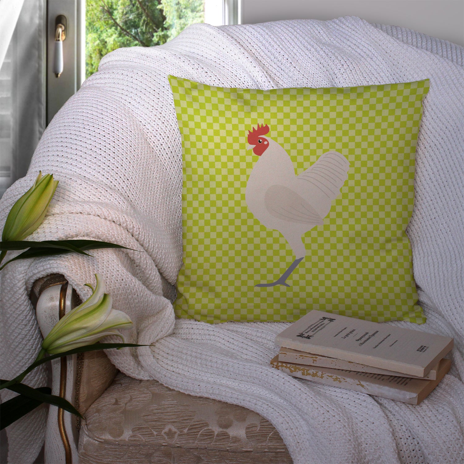 German Langshan Chicken Green Fabric Decorative Pillow BB7663PW1414 - the-store.com