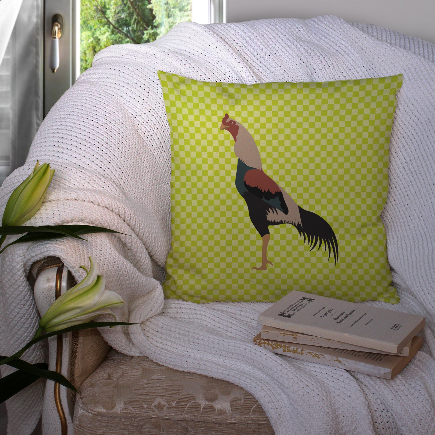 Kulang Chicken Green Fabric Decorative Pillow BB7664PW1414 - the-store.com