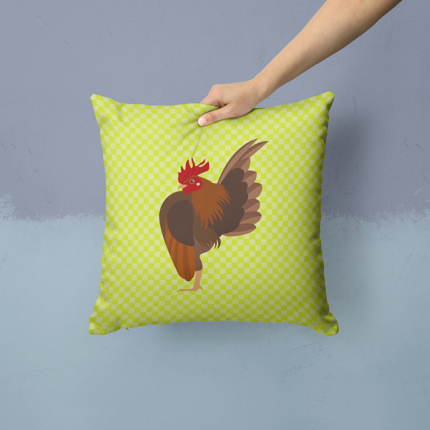 Malaysian Serama Chicken Green Fabric Decorative Pillow BB7668PW1414 - the-store.com