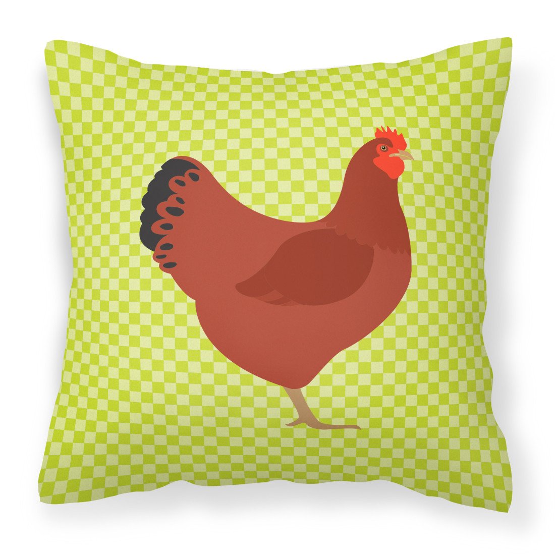 New Hampshire Red Chicken Green Fabric Decorative Pillow BB7669PW1818 by Caroline&#39;s Treasures