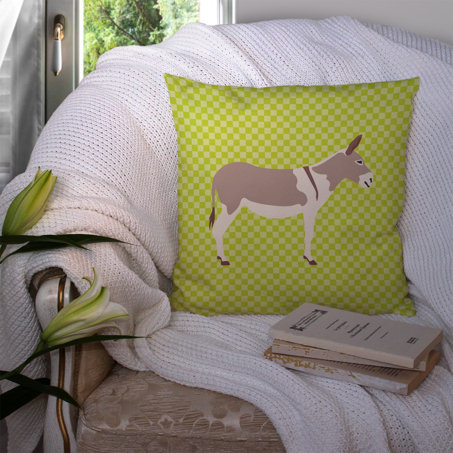 Australian Teamster Donkey Green Fabric Decorative Pillow BB7672PW1414 - the-store.com