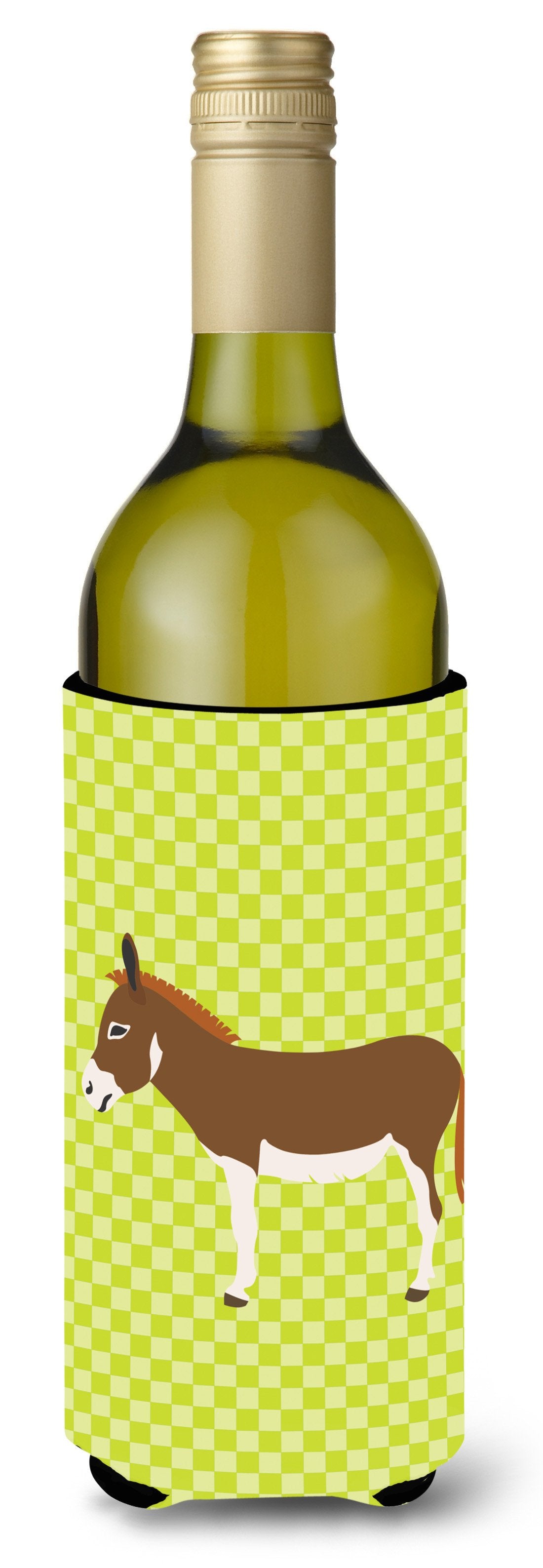 Miniature Mediterranian Donkey Green Wine Bottle Beverge Insulator Hugger BB7673LITERK by Caroline&#39;s Treasures