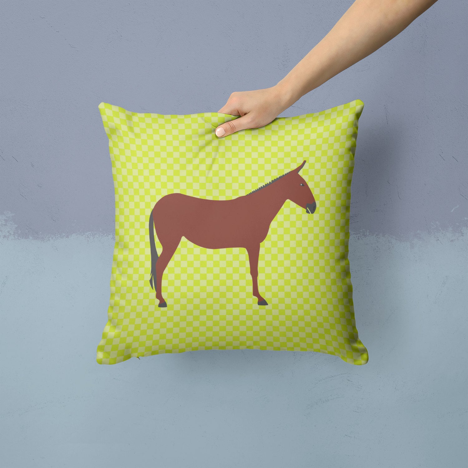 Hinny Horse Donkey Green Fabric Decorative Pillow BB7676PW1414 - the-store.com