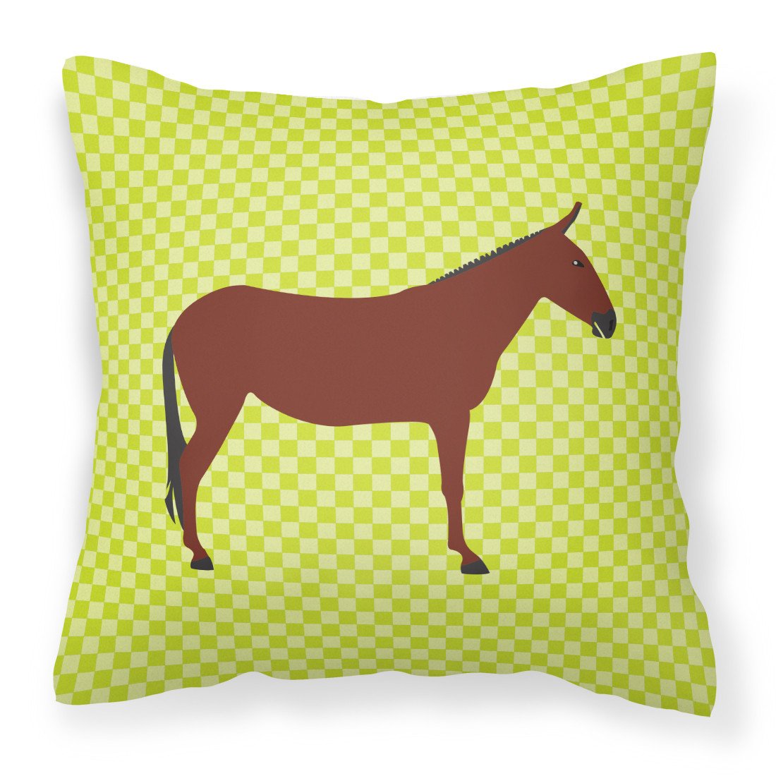 Hinny Horse Donkey Green Fabric Decorative Pillow BB7676PW1818 by Caroline&#39;s Treasures