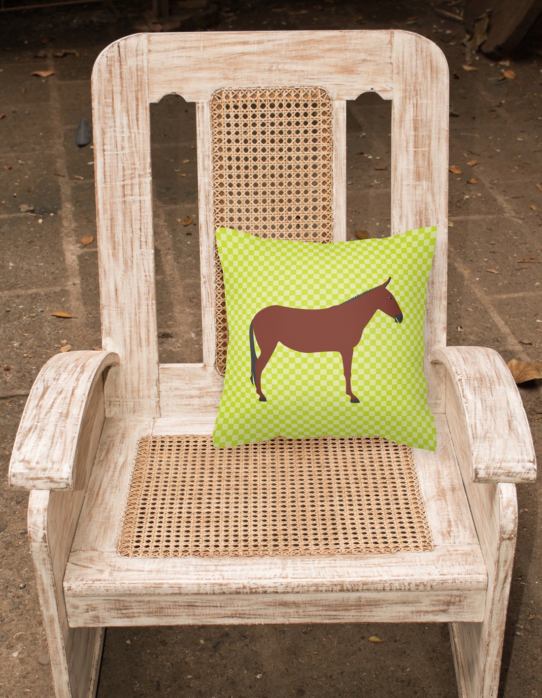Hinny Horse Donkey Green Fabric Decorative Pillow BB7676PW1818 by Caroline's Treasures