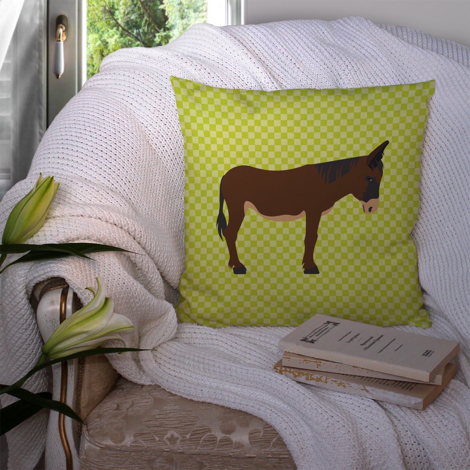 Zamorano-Leones Donkey Green Fabric Decorative Pillow BB7679PW1414 - the-store.com