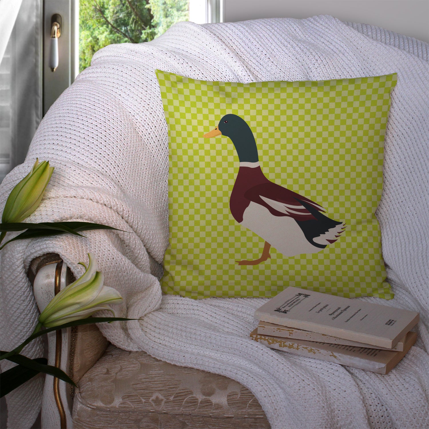 Rouen Duck Green Fabric Decorative Pillow BB7682PW1414 - the-store.com