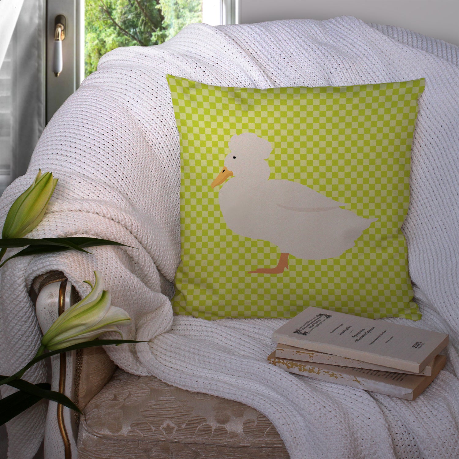 Crested Duck Green Fabric Decorative Pillow BB7683PW1414 - the-store.com