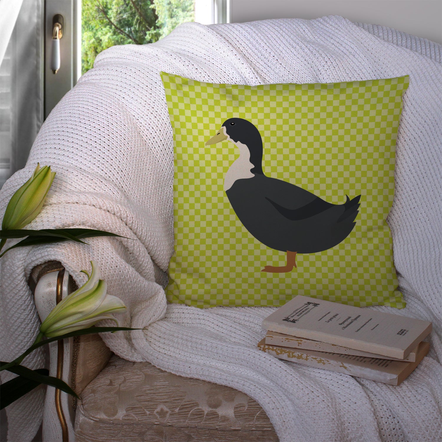 Blue Swedish Duck Green Fabric Decorative Pillow BB7688PW1414 - the-store.com