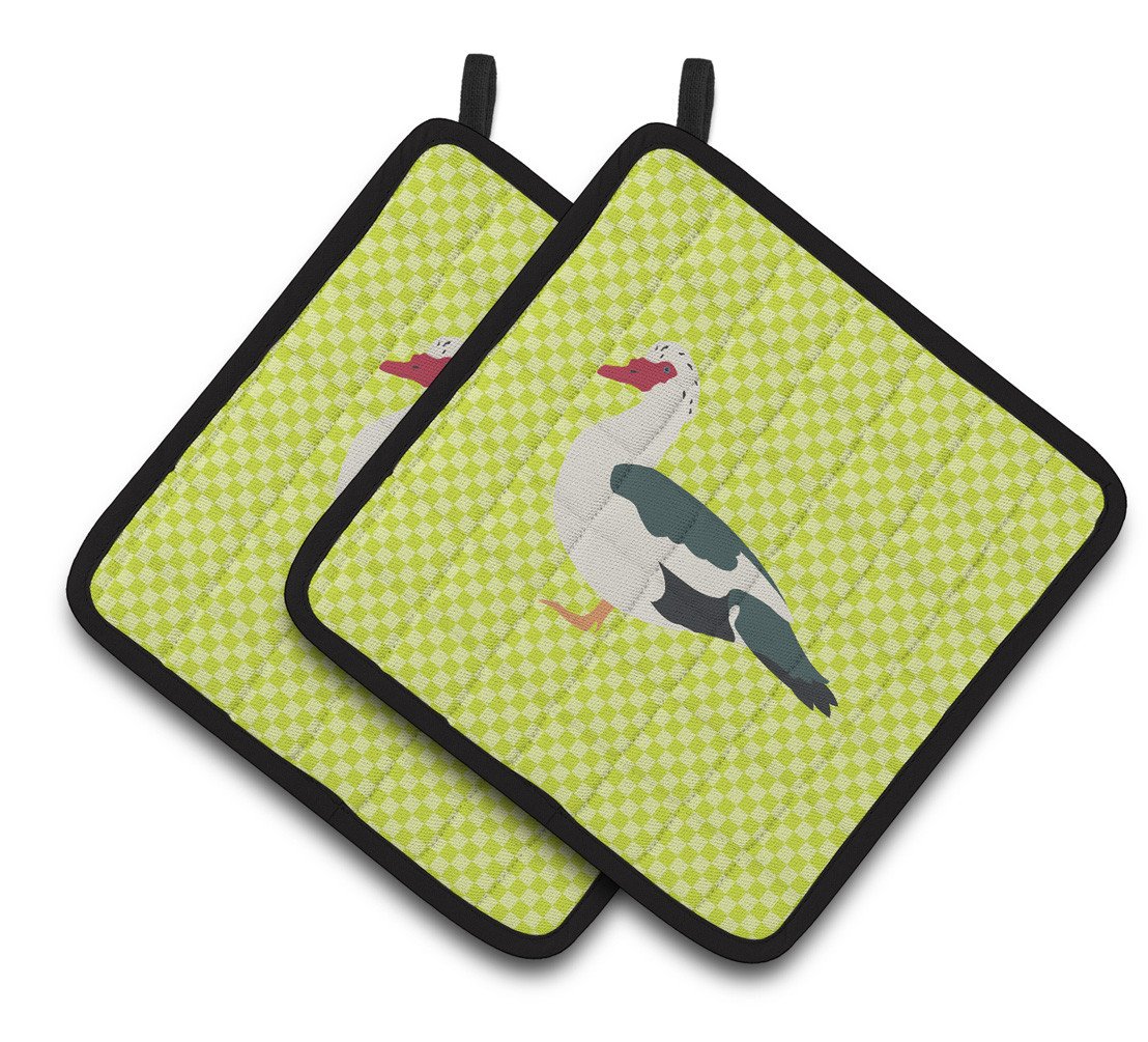Muscovy Duck Green Pair of Pot Holders BB7690PTHD by Caroline&#39;s Treasures