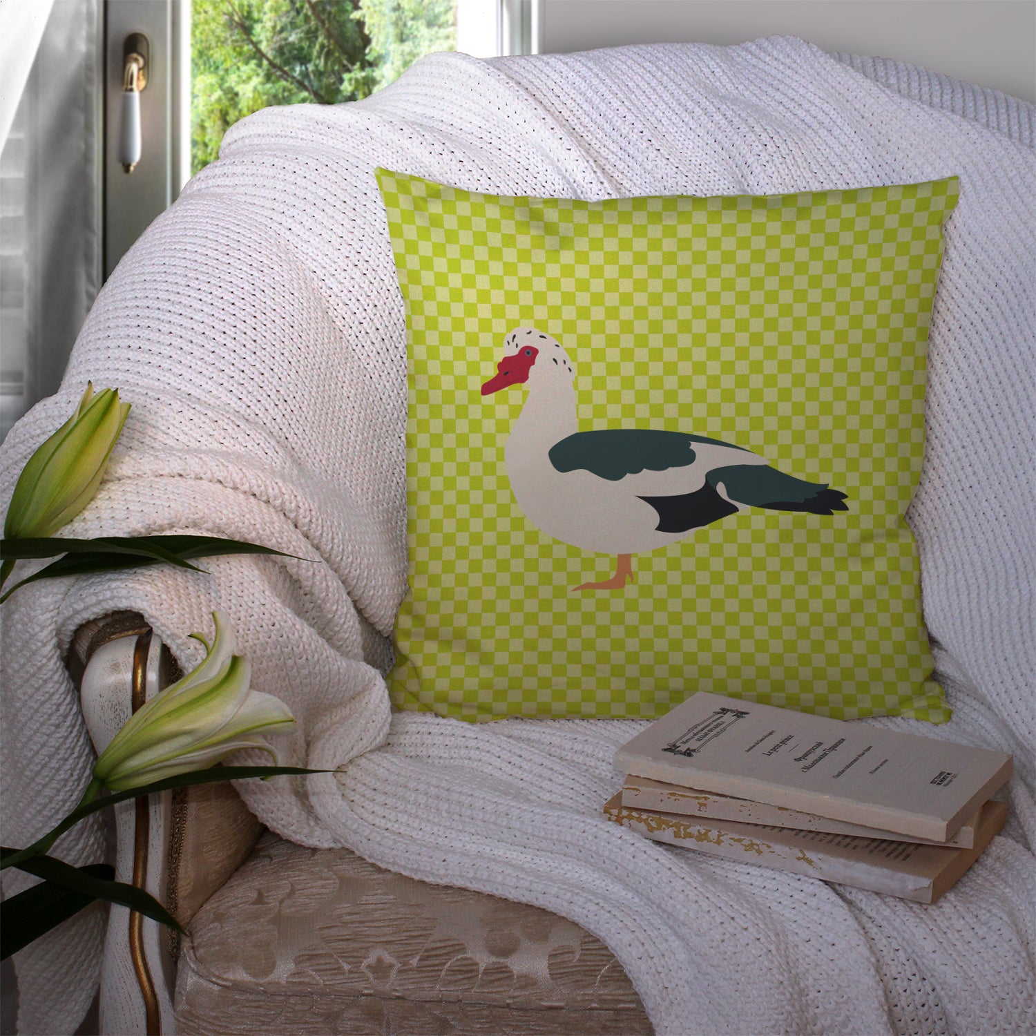 Muscovy Duck Green Fabric Decorative Pillow BB7690PW1414 - the-store.com