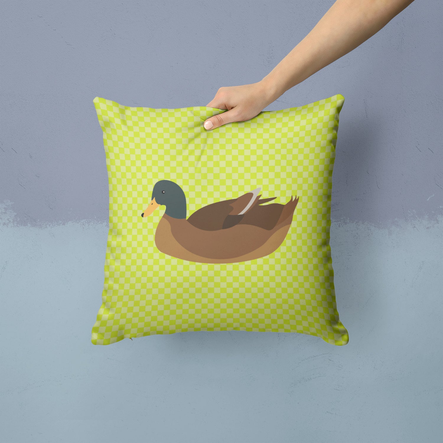 Khaki Campbell Duck Green Fabric Decorative Pillow BB7692PW1414 - the-store.com