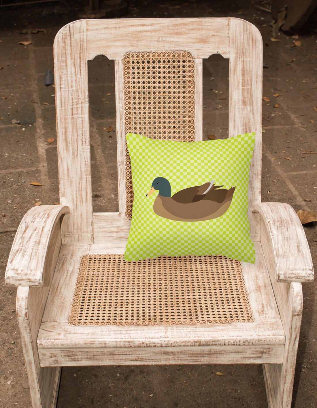 Khaki Campbell Duck Green Fabric Decorative Pillow BB7692PW1818 by Caroline's Treasures