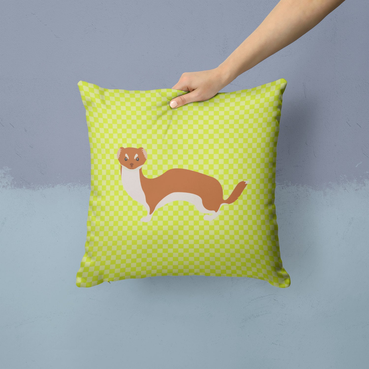 Weasel Green Fabric Decorative Pillow BB7696PW1414 - the-store.com