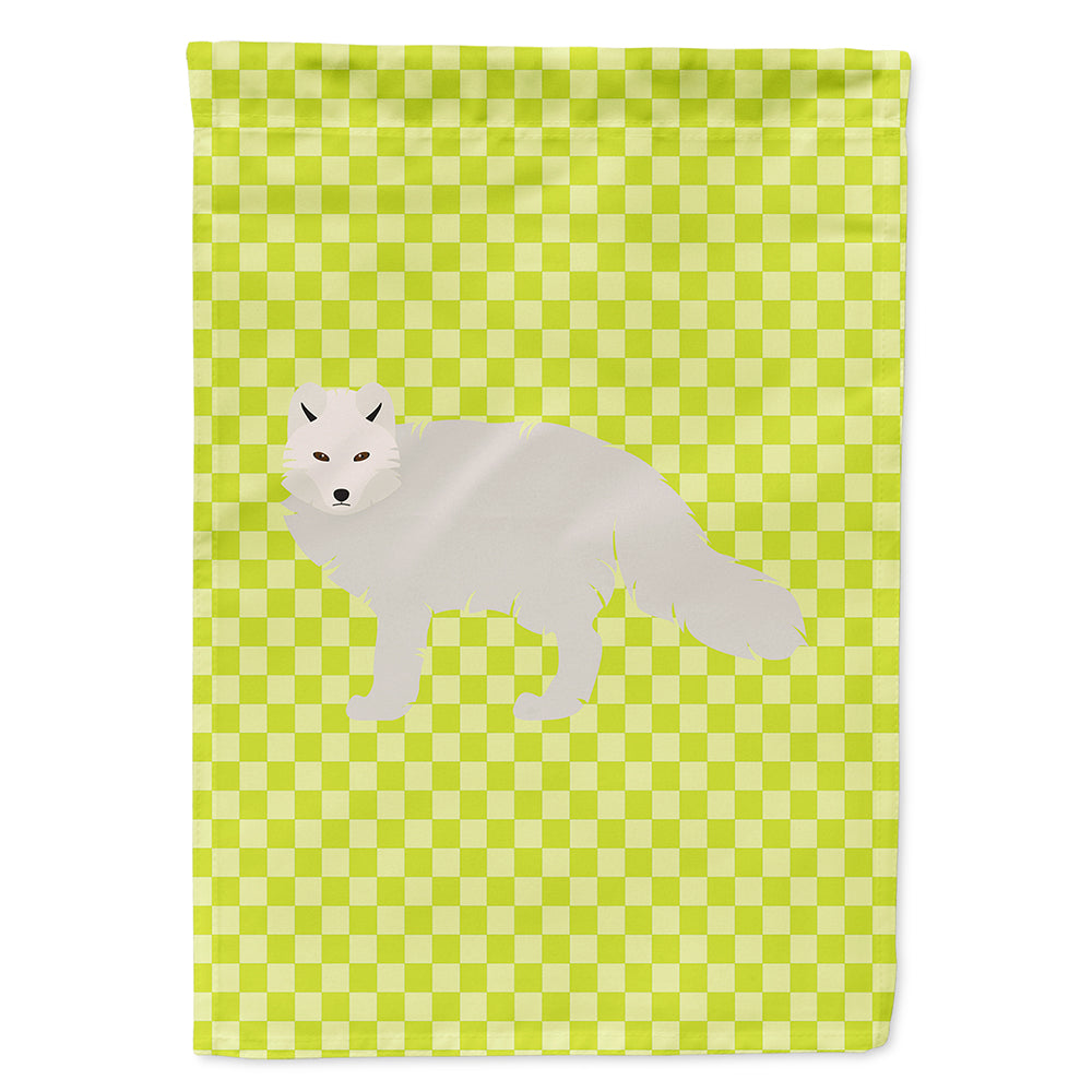 White Arctic Fox Green Flag Canvas House Size BB7703CHF