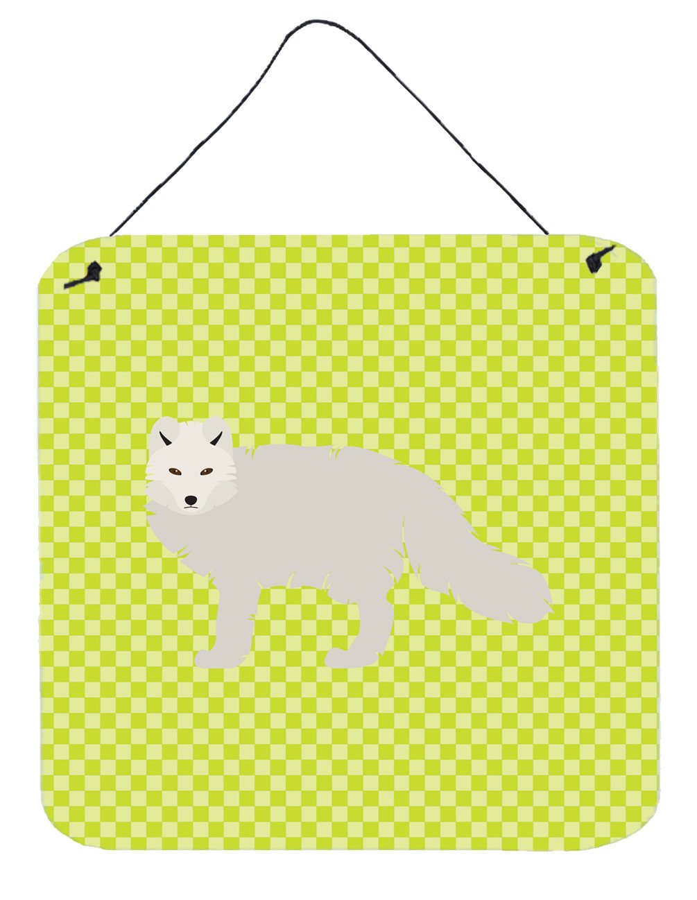 White Arctic Fox Green Wall or Door Hanging Prints BB7703DS66 by Caroline&#39;s Treasures